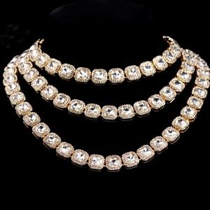 Tennis Chain Choker Jewelry-20inch Gold